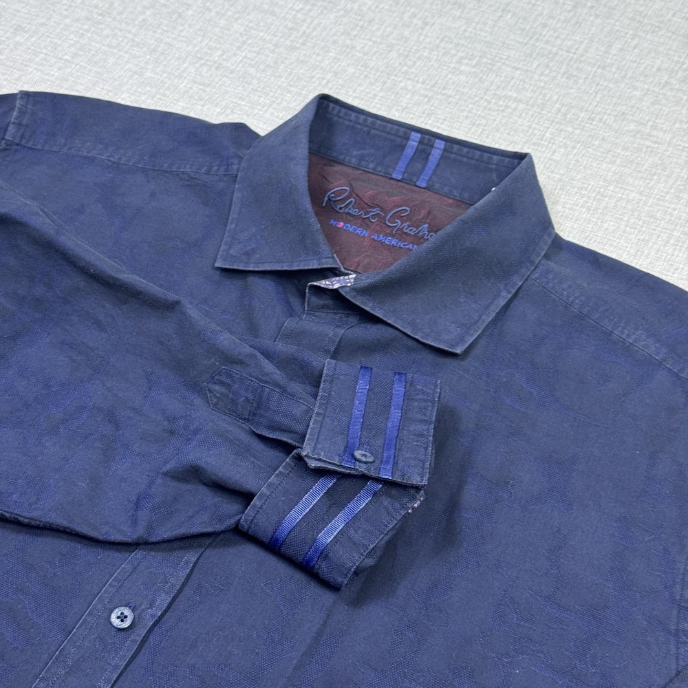 Robert Graham Shirt Mens 4XL Blue Floral Button-Up Tailored Fit Flip Cuff